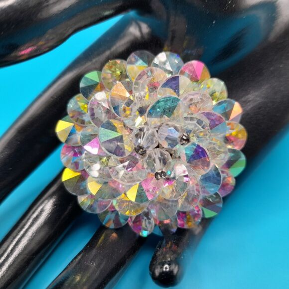 Vintage Un-Signed Vendome Aurora Borealis AB Crystal Rhinestone Brooch Pin - Picture 8 of 10